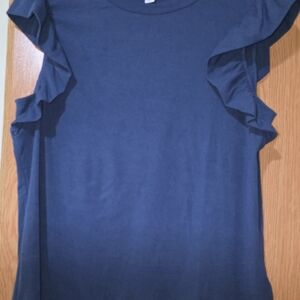 LuLaRoe Navy Ruffle Sleeve Tee